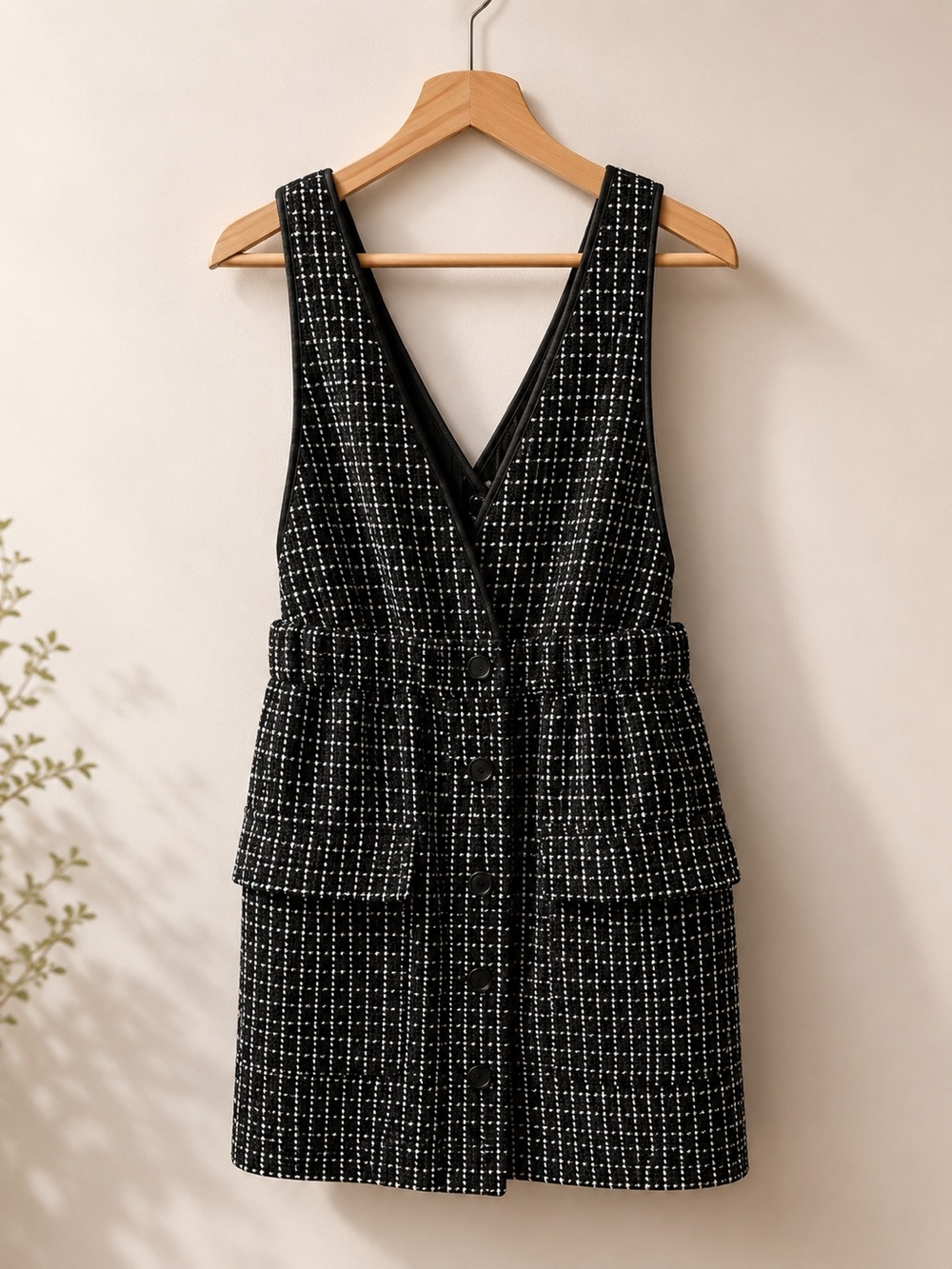 Forever 21 Black Tweed Mini Dress with White Threading